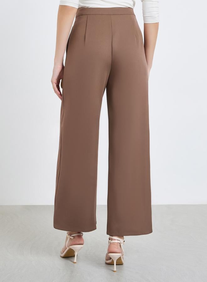 Styli Women Brown Wide Leg Trousers - Image 4
